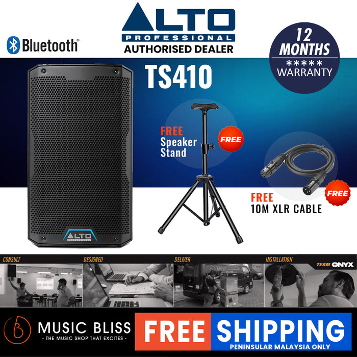 Alto TS410 2000W 10" Powered Speaker with Stand and Cable
