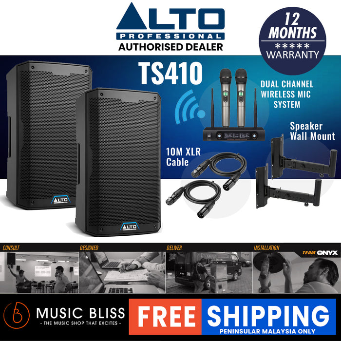 Alto TS410 2000W 10" Powered Speaker with Stand and Cable