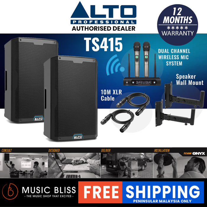 Alto TS415 2500W 15" Powered Speaker with Stand and Cable