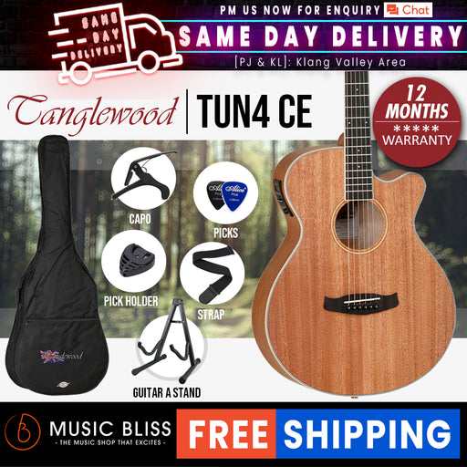Tanglewood TUN4 CE Union series Solid Top Super Folk Acoustic-Electric Guitar - Music Bliss Malaysia