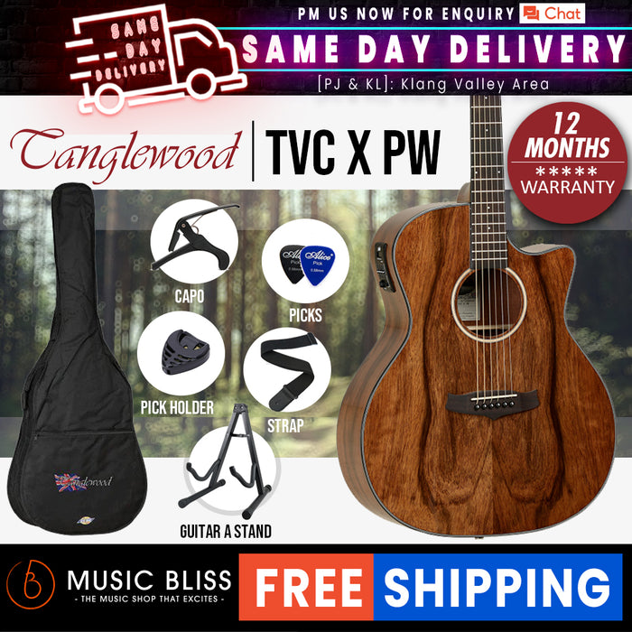 Tanglewood TVC X PW Evolution Exotic Venetian Cutaway Acoustic-Electric Guitar - Music Bliss Malaysia