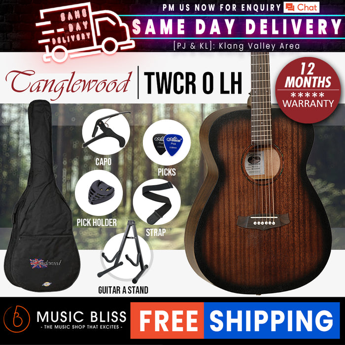 Tanglewood TWCR O LH Crossroads Orchestra Left-Handed Best Beginner Acoustic Guitar for Starters, Whiskey Burst - Music Bliss Malaysia