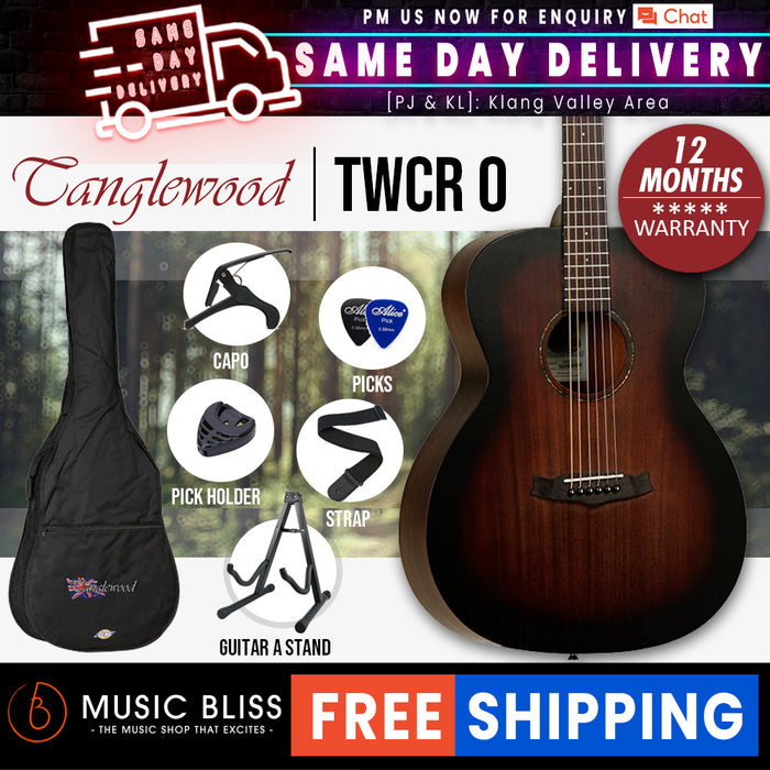 Tanglewood TWCR O Crossroads Orchestra Best Beginner Acoustic Guitar for Starters, Whiskey Burst (TWCR-O) - Music Bliss Malaysia