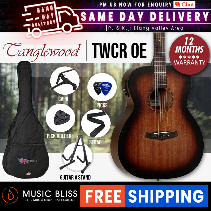 Tanglewood TWCR OE Crossroads Electro Acoustic Guitar, Whiskey Burst - Music Bliss Malaysia