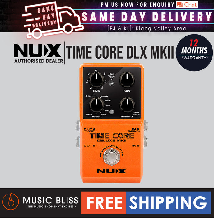 NUX Time Core Deluxe MKII Delay Effects Pedal with 7 Delay Modes - Music Bliss Malaysia
