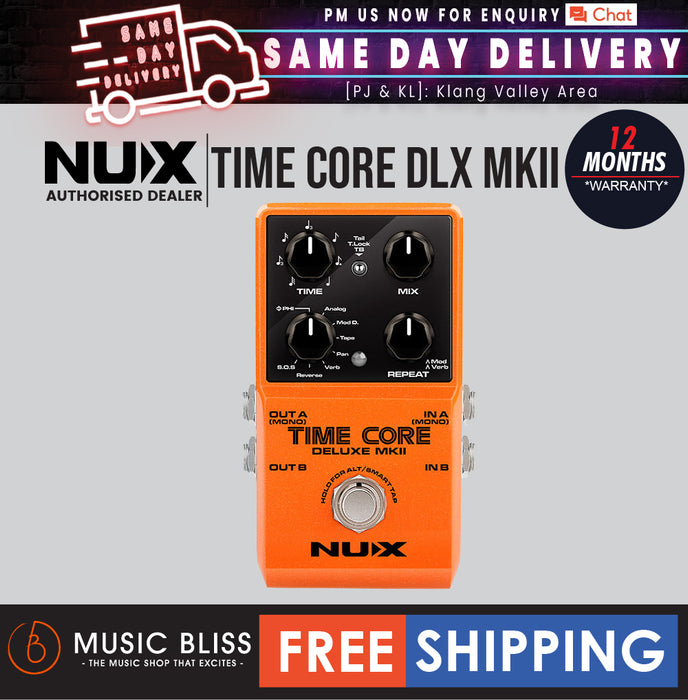 NUX Time Core Deluxe MKII Delay Effects Pedal with 7 Delay Modes ...