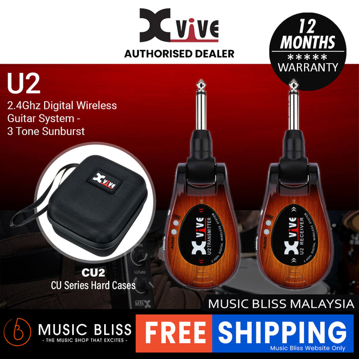 Xvive U2 2.4Ghz Digital Wireless Guitar System - 3 Tone Sunburst