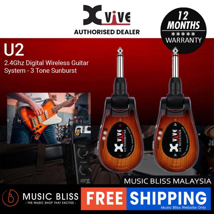 Xvive U2 2.4Ghz Digital Wireless Guitar System - 3 Tone Sunburst
