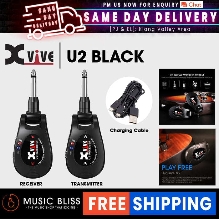 Xvive Audio U2 Digital Wireless Guitar System - Black - Music Bliss Malaysia