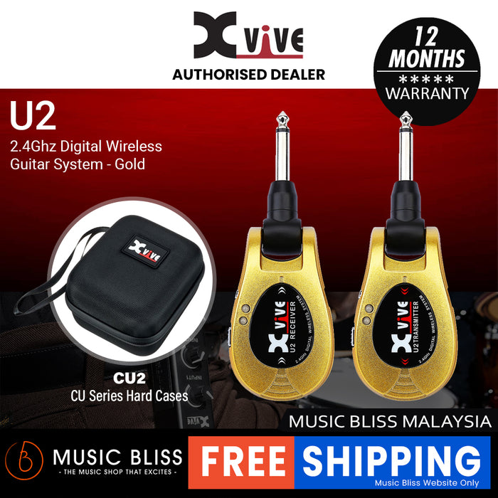 Xvive U2 2.4Ghz Digital Wireless Guitar System - Gold