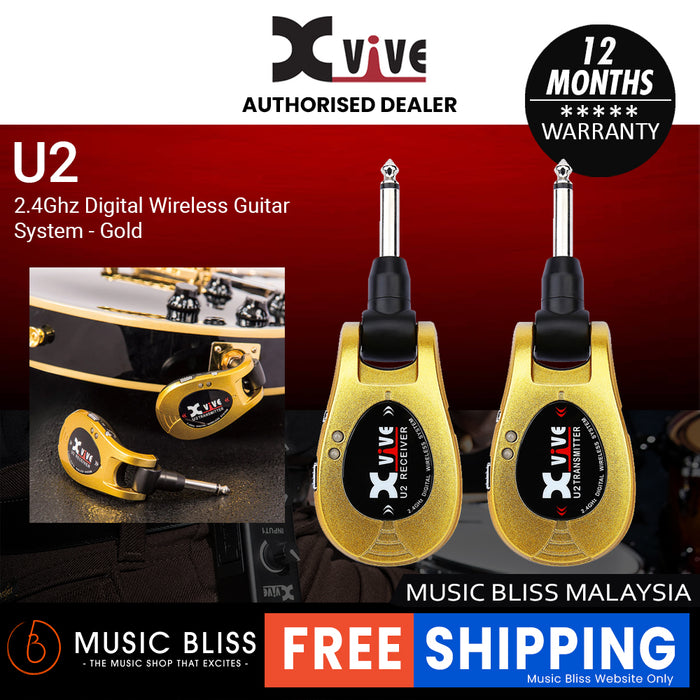Xvive U2 2.4Ghz Digital Wireless Guitar System - Gold