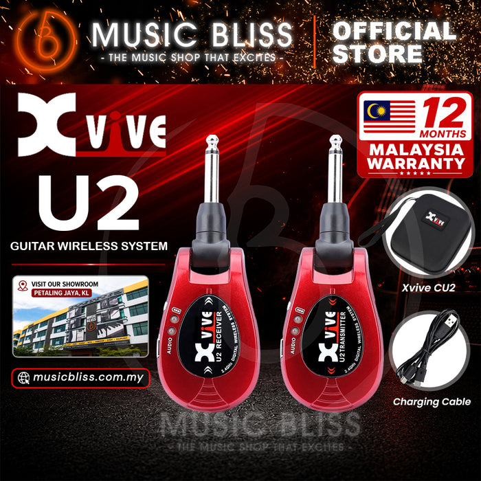Xvive U2 2.4Ghz Digital Wireless Guitar System - Red