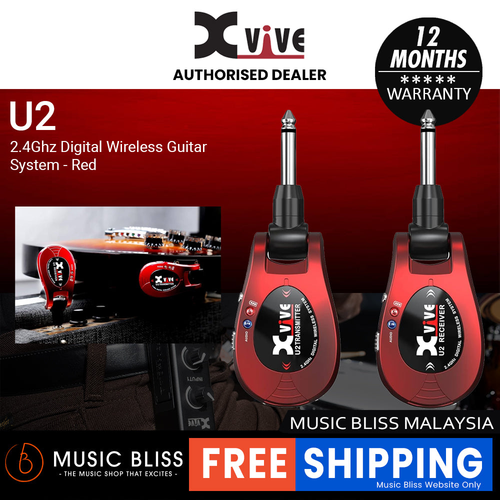 Xvive U2 2.4Ghz Digital Wireless Guitar System - Red (U-2) | Music ...