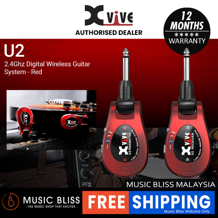 Xvive U2 2.4Ghz Digital Wireless Guitar System - Red