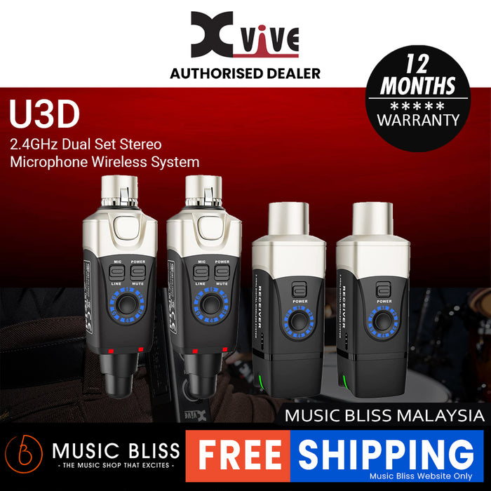 Xvive U3D 2.4GHz Dual Set Stereo Microphone Wireless System