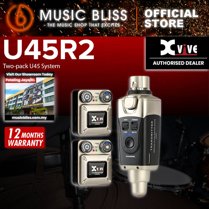 Xvive U45R2 5.8GHz Wireless In-Ear Monitoring System Two Pack - One Transmitter & Two Receivers