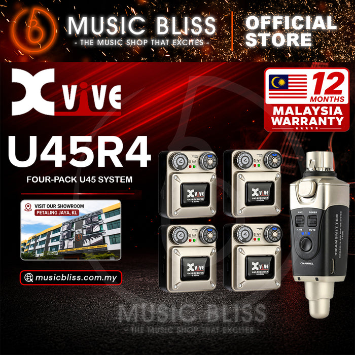 Xvive U45R4 5.8GHz Wireless In-Ear Monitoring System Four Pack - One Transmitter & Four Receivers