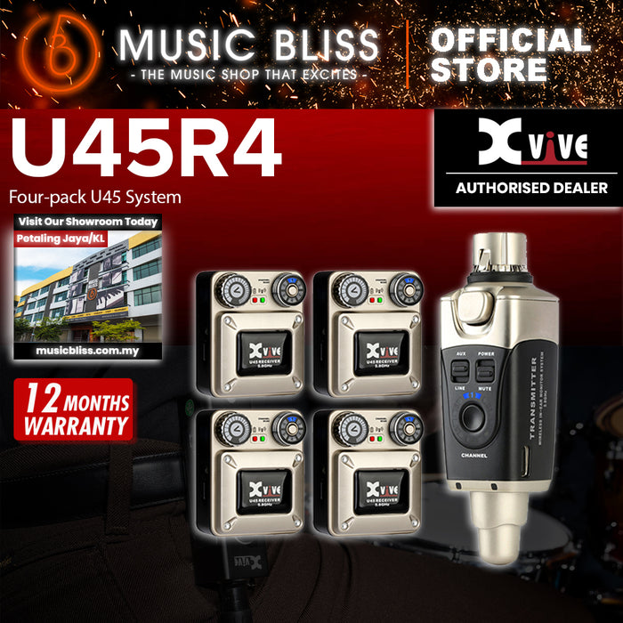 Xvive U45R4 5.8GHz Wireless In-Ear Monitoring System Four Pack - One Transmitter & Four Receivers