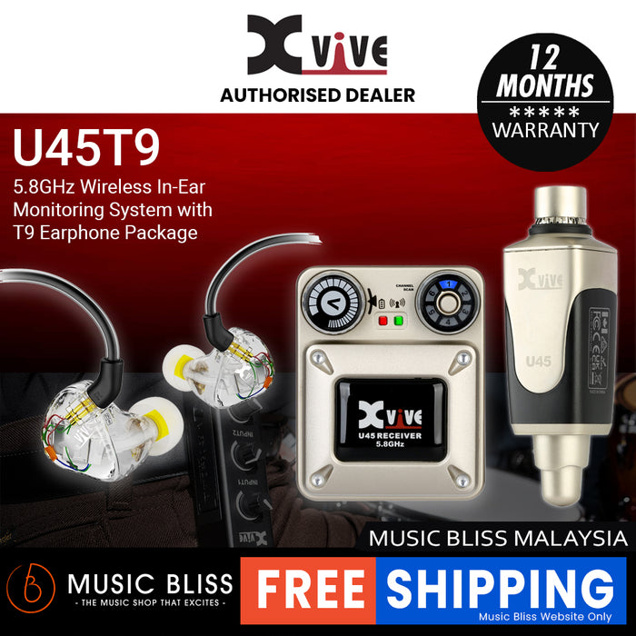 Xvive U45T9 5.8GHz Wireless In-Ear Monitoring System With T9 In-Ear Monitors