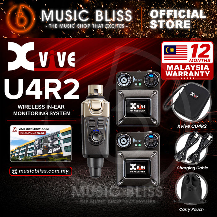 Xvive U4R2 2.4GHz Wireless In-Ear Monitoring System - One Transmitter & Two Receivers