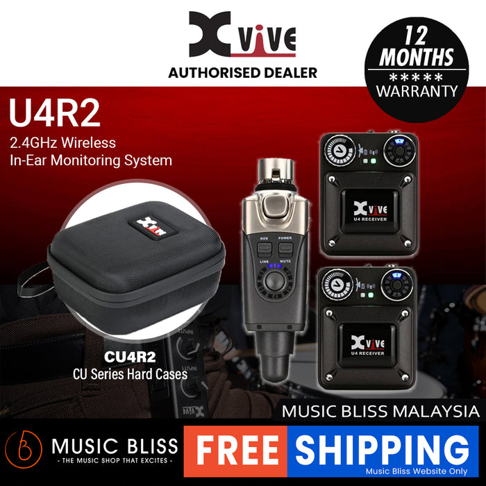 Xvive U4R2 2.4GHz Wireless In-Ear Monitoring System - One Transmitter & Two Receivers