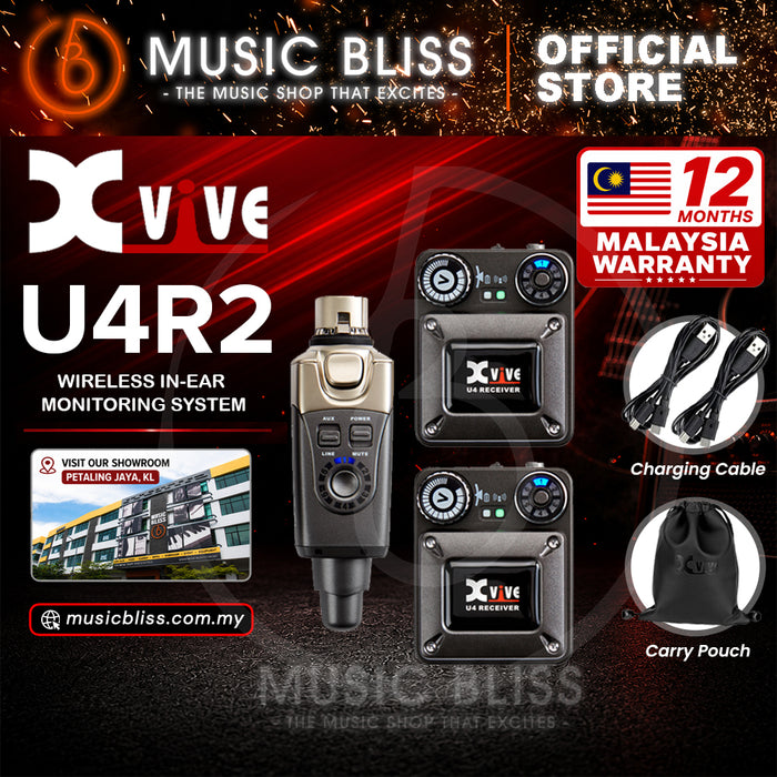Xvive U4R2 2.4GHz Wireless In-Ear Monitoring System - One Transmitter & Two Receivers