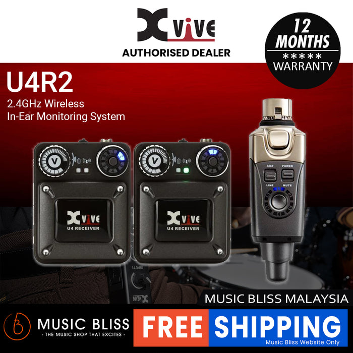 Xvive U4R2 2.4GHz Wireless In-Ear Monitoring System - One Transmitter & Two Receivers