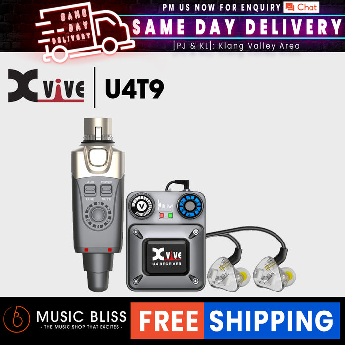 Xvive U4 Wireless In-ear Monitoring System with T9 Earphones Package - Music Bliss Malaysia