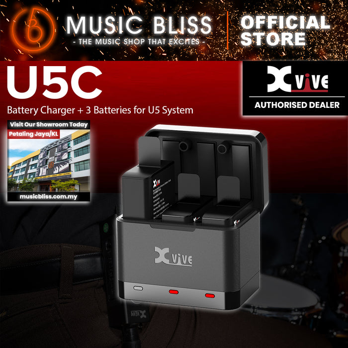 Xvive U5C Battery Charger Case with Three Batteries for U5 Wireless Systems