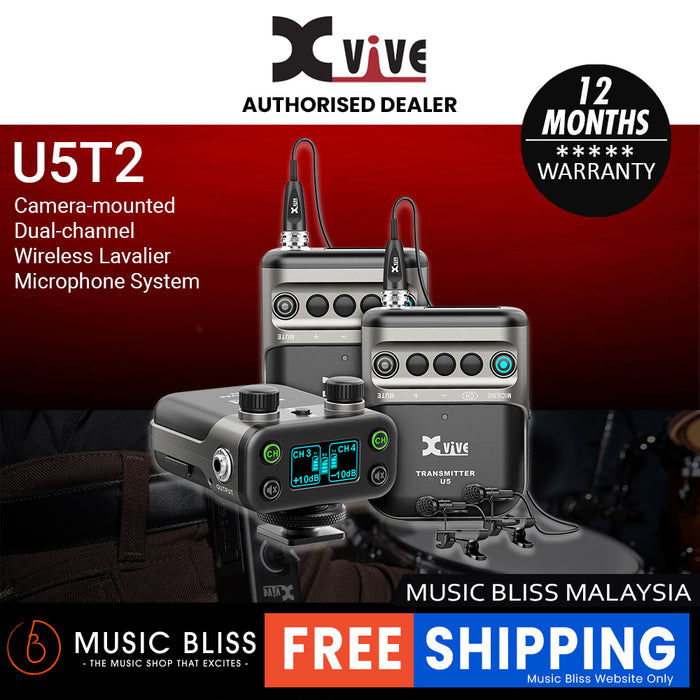 Xvive U5T2 Camera-mounted Dual-channel Wireless Lavalier Microphone System