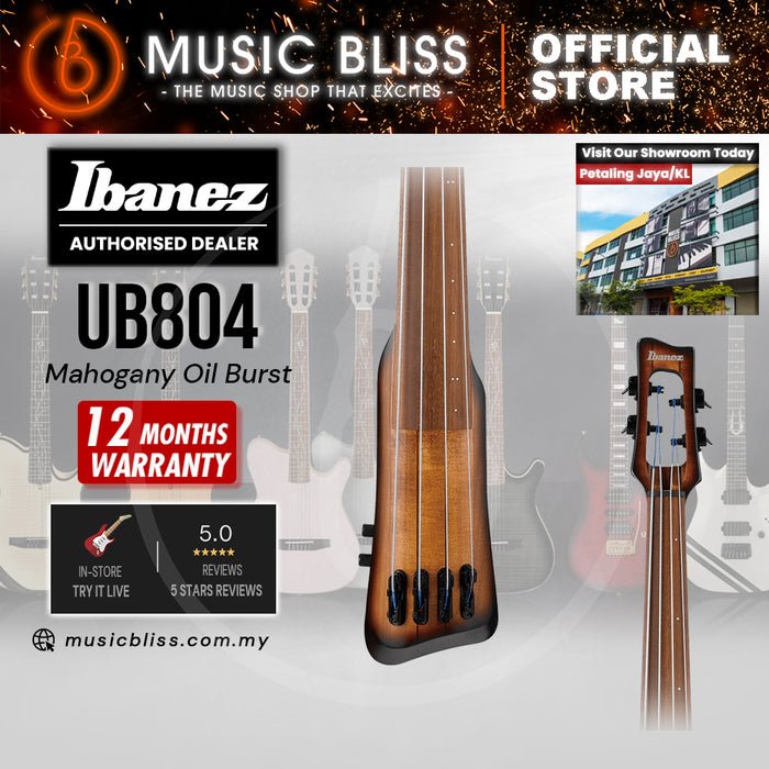 Ibanez UB804 Fretless Electric Bass Guitar - Mahogany Oil Burst