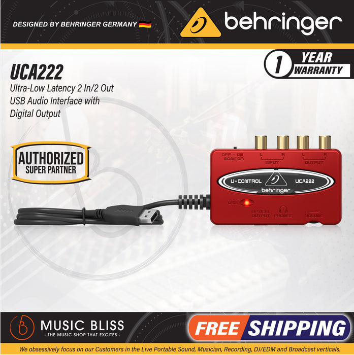 Behringer U-Control UCA222 USB Audio Interface - Music Bliss Malaysia