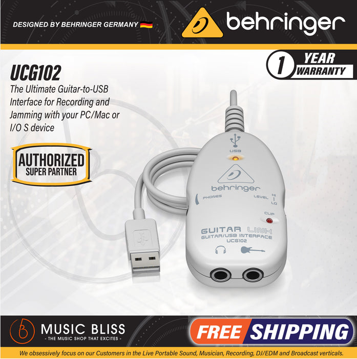 Behringer Guitar Link UCG102 USB Audio Interface - Music Bliss Malaysia