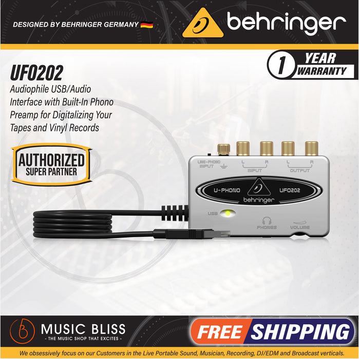 Behringer U-Phono UFO202 USB Audio Interface - Music Bliss Malaysia