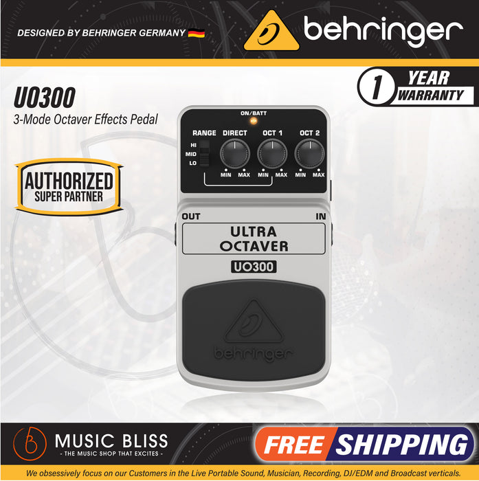 Behringer UO300 Ultra Octaver Effects Pedal (UO-300 / UO 300) | Music ...