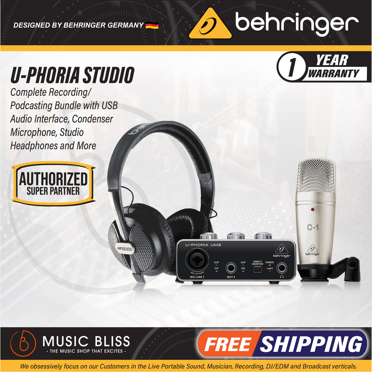 Behringer U-PHORIA STUDIO Complete Recording/Podcasting Bundle