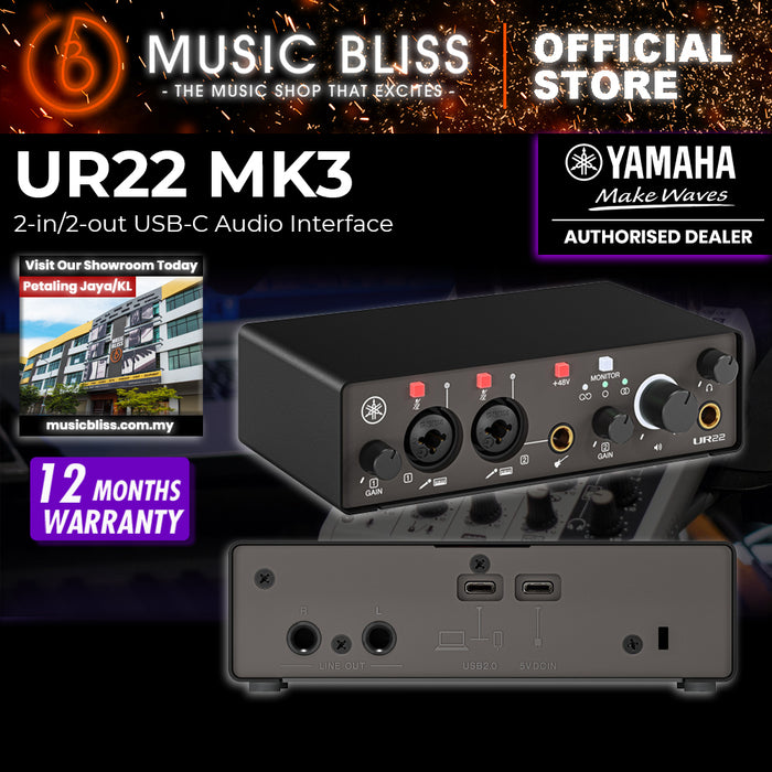 Yamaha UR22 MK3 USB-C Audio Interface - Black