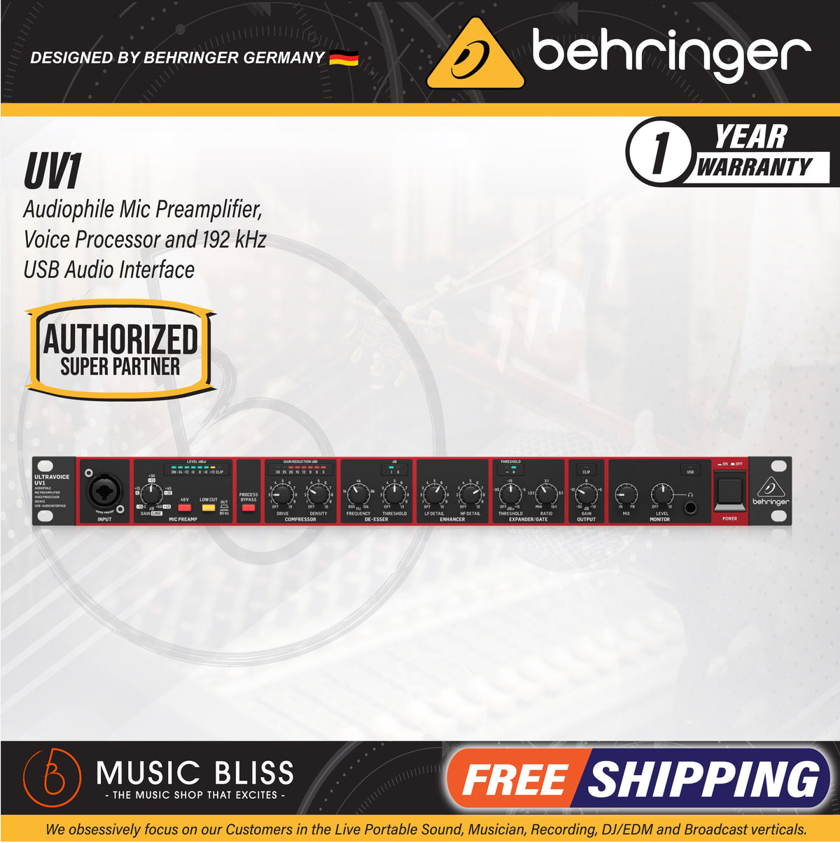 Behringer Umc1820 U-phoria 18x20 24-bit/96 KHZ USB Audio/midi Interface With Midas MIC Preamplifier P Per