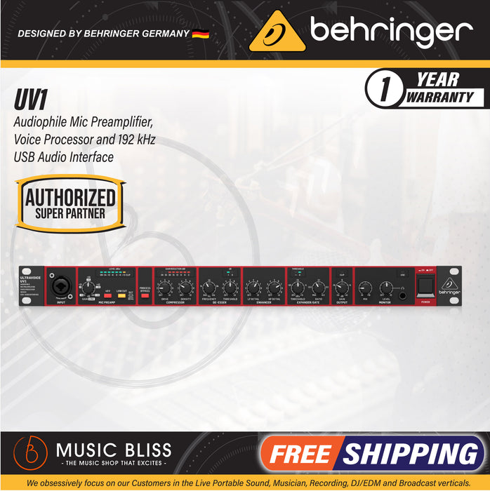 Behringer Ultravoice UV1 Channel Strip and USB Audio Interface - Music Bliss Malaysia