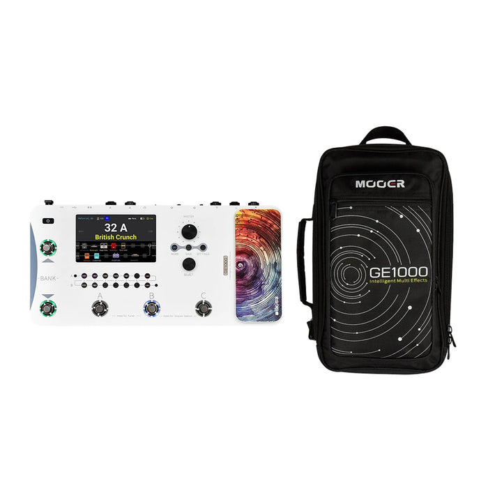 Mooer GE1000Li Guitar Amp Modelling and Multi Effects Pedal with Touch Screen & Built In Battery - White
