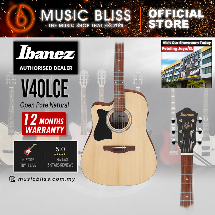 Ibanez V40LCE V Series Left-Handed Acoustic-Electric Guitar - Open Pore Natural