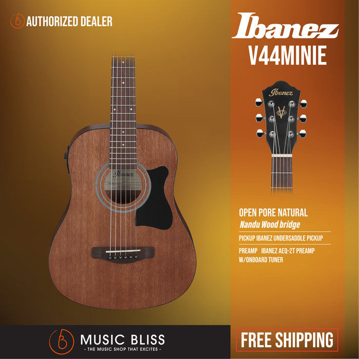 Ibanez V44MINIE V Series 3/4 Size Acoustic Electric Guitar - Open Pore Natural - Music Bliss Malaysia