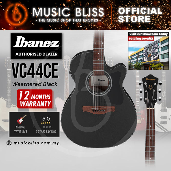 Ibanez VC44CE-WK V Series Acoustic Electric Guitar, Weathered Black Open Pore