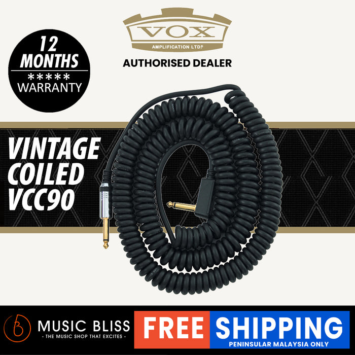 Vox VCC90 9M Vintage Coiled Guitar Cable - Music Bliss Malaysia