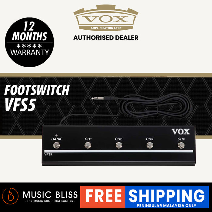 Vox VFS5 VT Series 5 Button Footswitch - Music Bliss Malaysia