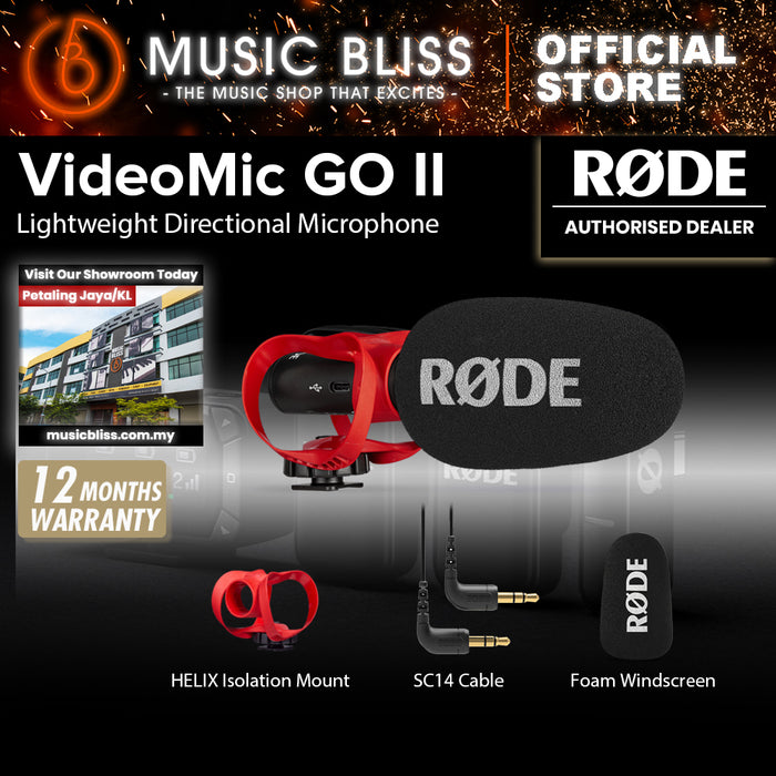Rode VideoMic GO II-H Ultracompact Analog/USB Camera-Mount Shotgun Microphone