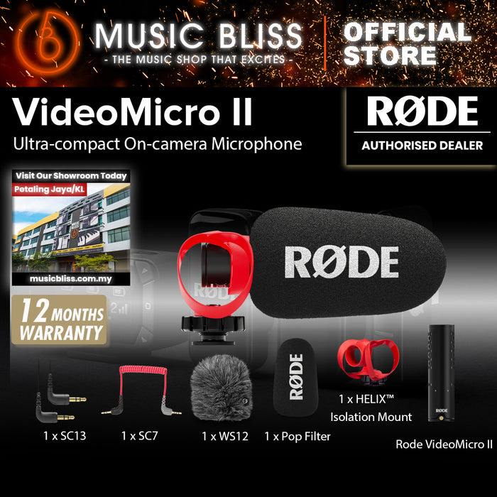 Rode VideoMicro II Ultracompact Camera-Mount Shotgun Microphone [2 Years Warranty]