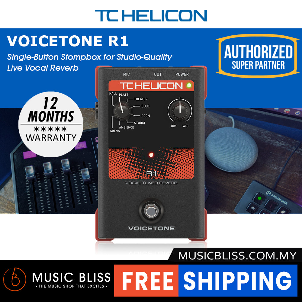 voice reverb pedal TC-Helicon VoiceTone R1 Reverb Vocal Effects Pedal