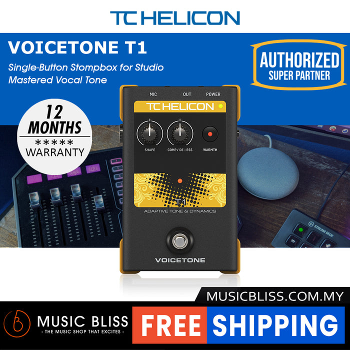 TC-Helicon VoiceTone T1 Vocal Tone and Dynamics Effects Pedal - Music Bliss Malaysia