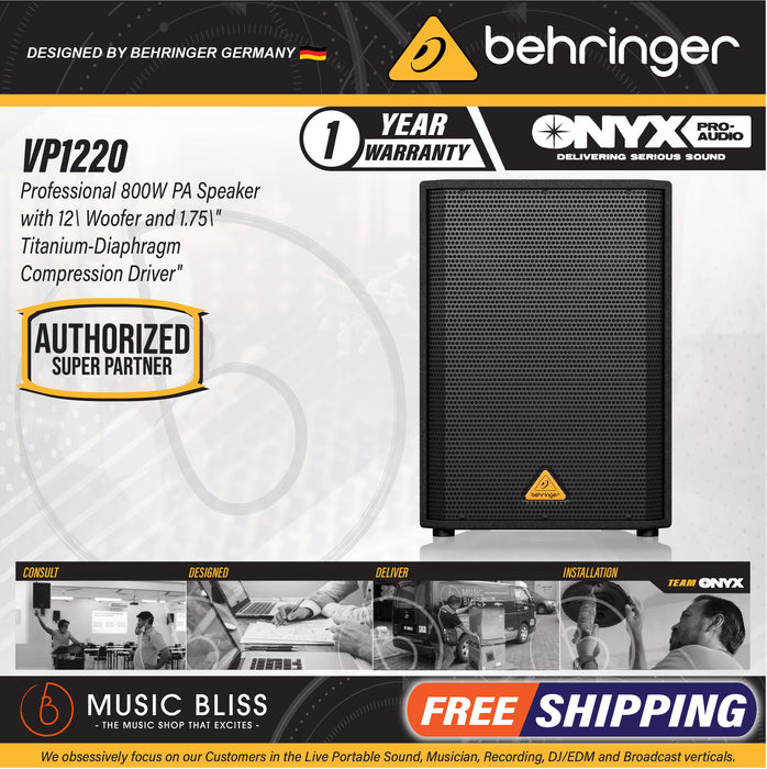 Behringer VP1220 800-watt 12'' Passive Speaker - Music Bliss Malaysia
